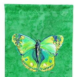 Caroline's Treasures 28 x 40 in. Polyester Butterfly Green on Green Flag Canvas House Size 2-Sided Heavyweight