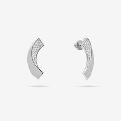 Meulien Ribbon Drop Earrings with Pave CZ - Grey