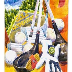 Caroline's Treasures 11 x 15 1/2 in. Polyester Golf Clubs, Ball and Glove Garden Flag 2-Sided 2-Ply