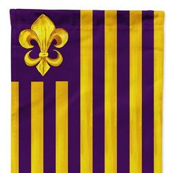 Caroline's Treasures 28 x 40 in. Polyester Purple and Gold Fleur de lis Flag Canvas House Size 2-Sided Heavyweight