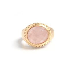 Rivka Friedman Rose Quartz Oval East West Twisted Bezel Ring - Gold - 9