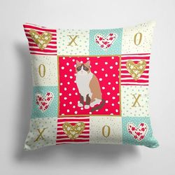 Caroline's Treasures 14 in x 14 in Outdoor Throw PillowSnowshoe Cat Love Fabric Decorative Pillow - 15 X 15 IN