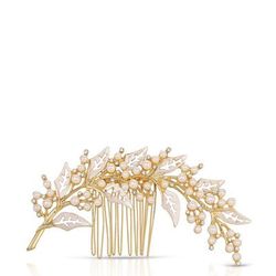 Ettika Ethereal Pearl Leaf Hair Comb - Gold - ONE SIZE