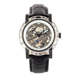 Reign Watches Reign Stavros Automatic Skeleton Leather-Band Watch - Grey