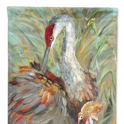 Caroline's Treasures 11 x 15 1/2 in. Polyester Sandhill Crane with baby Garden Flag 2-Sided 2-Ply