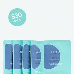 Nuria Hydrate Replenishing Biocellulose Sheet Mask Set - FIVE (5) REPLENISHING BIOCELLULOSE MASKS: EACH 25 G / NET WT 0.9 OZ