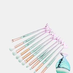 Vigor Mermaid Foundation Eyebrow Eyeliner Makeup Blush Cosmetic Concealer Fish Tail Make Up Brushes Tools - MOQ 10 PCS - 1 SET