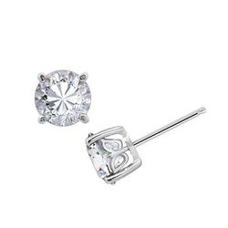 Diamonbliss Solitaire Round Stud Earrings - Grey - CARAT: 1