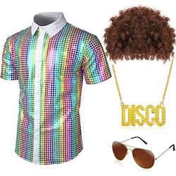 Retrò Vintage Anni '70 Disco Costume Cosplay Abiti Cosplay Costume Per uomo Carnevale Mascherata Festa / Sera Parata dell'Orgoglio Mese dell'orgoglio Adulti Blusa Occhiali Accessori per il Collo