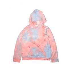 Crown of Heart's Pullover Hoodie: Pink Tie-dye Tops - Kids Girl's Size Large