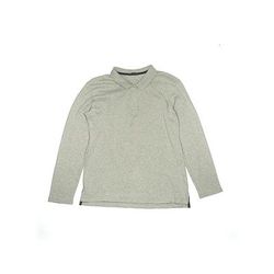 Lands' End Long Sleeve Polo Shirt: Gray Tops - Kids Boy's Size Large