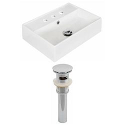 19.75-in. W Above Counter White Vessel Set For 3H8-in. Center Faucet - American Imaginations AI-14850