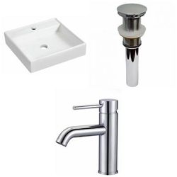 17.5-in. W Wall Mount White Vessel Set For 1 Hole Center Faucet - American Imaginations AI-30714