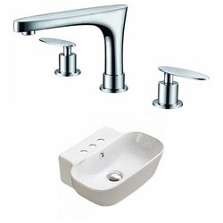 16.34-in. W Wall Mount White Vessel Set For 3H8-in. Center Faucet - American Imaginations AI-33530