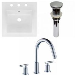 16.5-in. W 3H8-in. Ceramic Top Set In White- Overflow Drain Incl. - American Imaginations AI-29819