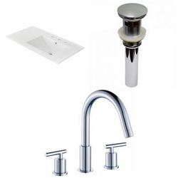 35.5-in. W 3H8-in. Ceramic Top Set In White- Overflow Drain Incl. - American Imaginations AI-29847