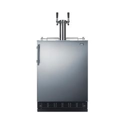 Summit SBC7BRS 24" Kegerator Commercial Beer Dispenser w/ (2) 1/6 Keg Capacity - 2 Column, Stainless, 115v, Black & Stainless Steel