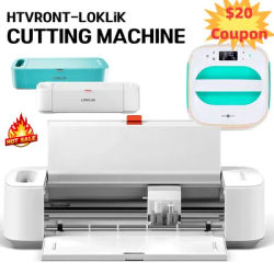 LOKLiK Vinyl Cutter Machine Dual Cut &Draw HTV Vinyl+HTVRONT Square Heat Press Machine Iron On