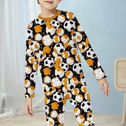 Da ragazzo 3D Babbo Natale Calcio Pigiama di Natale Set di Natale Set pigiama Manica lunga Stampa 3D Autunno Inverno Attivo Fantastico Giornaliero Bambino 3-12 anni Girocollo Interni Casual Al coperto
