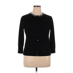 Cable & Gauge Cardigan Sweater: Black - Women's Size X-Large
