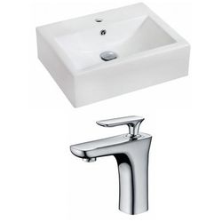 20.25-in. W Wall Mount White Vessel Set For 1 Hole Center Faucet - American Imaginations AI-15080