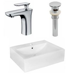 20.25-in. W Wall Mount White Vessel Set For 1 Hole Center Faucet - American Imaginations AI-26484