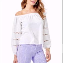 Lilly Pulitzer Tops | Lilly Pulitzer Katt Off The Shoulder Top White | Color: White | Size: M