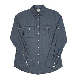J. Crew Tops | J. Crew Wmns The Perfect Shirt Roll Up L/S Sleeve Chambray Button Up Shirt Sz Xs | Color: Blue | Size: Xs