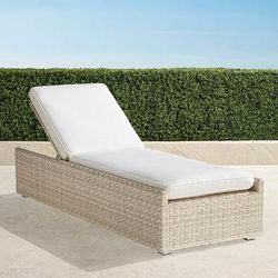 Ashby Chaise with Cushions in Shell Wicker - Quick Dry, Coral/Red - Frontgate