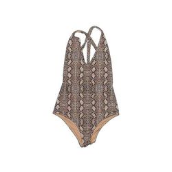 Cali Dreaming One Piece Swimsuit: Brown Floral Motif Swimwear - Women's Size Small