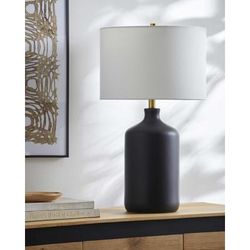 Cossignano 27"H x 15"W x 15"D Cottage White/Black Table Lamp - Boutique Rugs