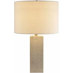 Monoharpur 22"H x 13"W x 13"D Cottage White/Metallic - Nickel/Translucent Table Lamp - Boutique Rugs