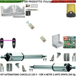 Securvera - Cancello Elettrico 4 Metri 2 Ante Kit cbr 2 Motori Lineari 220 v Stelo Autobloccante