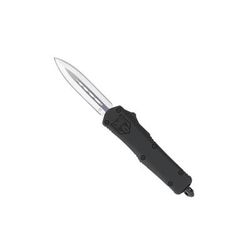CobraTec Knives FS-3 Small OTF Automatic Folding Knife 2.75in D2 Steel Dagger Non-Serrated Blade Black Handle SBFS-3DAGNS