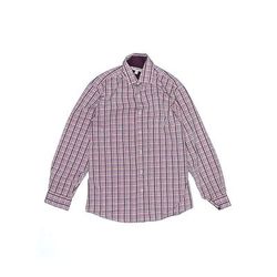 Isaac Mizrahi New York Long Sleeve Button Down Shirt: Pink Plaid Tops - Kids Boy's Size 12