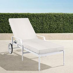 Grayson Chaise Lounge with Cushions in White Finish - Quick Dry, Vista Boucle Air Blue - Frontgate