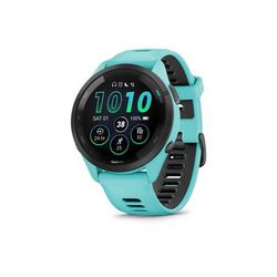 Garmin Forerunner 265 Watch Black Bezel w/ Aqua Case and Aqua/Black Silicone Band 010-02810-02