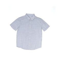 Sonoma Goods for Life Short Sleeve Button Down Shirt: Blue Grid Tops - Kids Girl's Size Medium