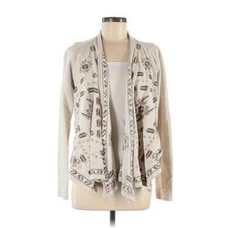 Lucky Lotus Cardigan Sweater: Tan - Women's Size Medium