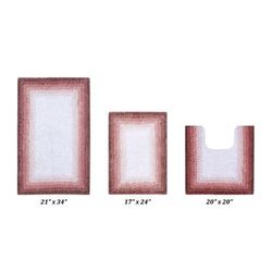 Torrent Border Bath Rug Mat, 3 Piece Set, (17" X 24" | 20" X 20" | 21" X 34") by Better Trends in Rose