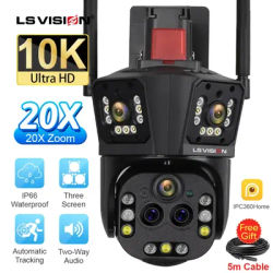 LS VISION 10K UHD WiFi IP Camera Outdoor 20X Optical Zoom Auto Tracking 6K PTZ Five Lens Three