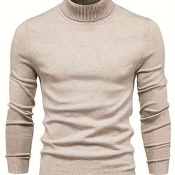 TEMU Men's Thermal Underwear, Long Sleeve High Neck Thermal Tops, Casual Pullovers Thermal Underwear Tops, Men's Clothing