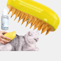 Vigor Self Cleaning Cat Steamy Brush For Massage Grooming Removing Tangled Loose Hair - Bulk 3 Sets