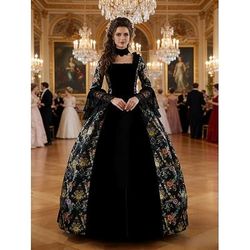 Vintage Rococò Vittoriano Maxi Vestito Normale A sbuffo Cenerentola Principessa Collo quadrato Costume Reale Halloween Carnevale Mascherata Feste Halloween Performance Adulti