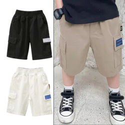 Pantaloncini larghi estivi per bambini 2-12 anni pantaloni elastici in cotone per bambini pantaloni