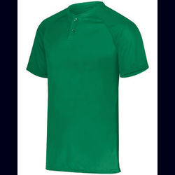 Augusta Sportswear AG1565 Athletic Attain Wicking Two-Button Baseball Jersey T-Shirt in Kelly size Small | Polyester 1565