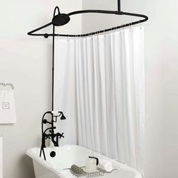 Randolph Morris Mason Hill 54 Inch Clawfoot Tub Deck Mount Shower Enclosure with Faucet and Rain Shower Head RMH730R-54MB