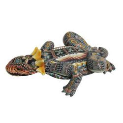 Horned Lizard,'Handcrafted Polymer Clay Lizard Sculpture (3.5 Inch)'