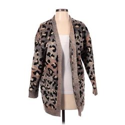 Allison Joy Cardigan Sweater: Brown Animal Print - Women's Size X-Small