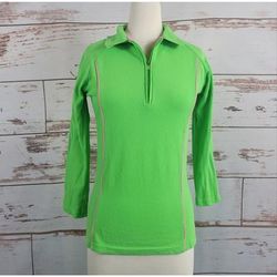 Lilly Pulitzer Tops | Lilly Pulitzer 1/4 Zip 3/4 Sleeve Polo Shirt Lime Green Size Small | Color: Green | Size: S